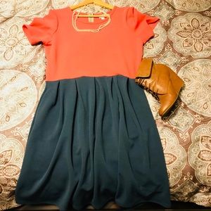 Coral & Navy Dress